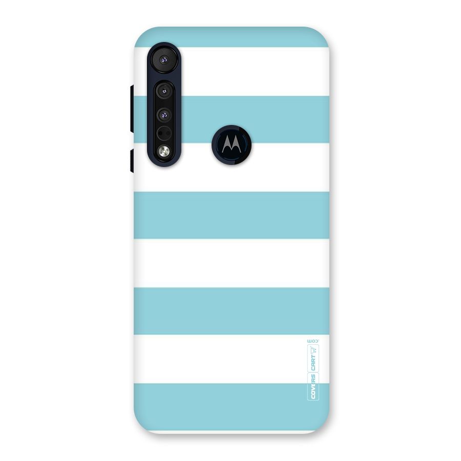 Pastel Blue White Stripes Back Case for Motorola One Macro