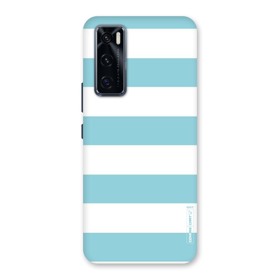 Pastel Blue White Stripes Back Case for Vivo V20 SE