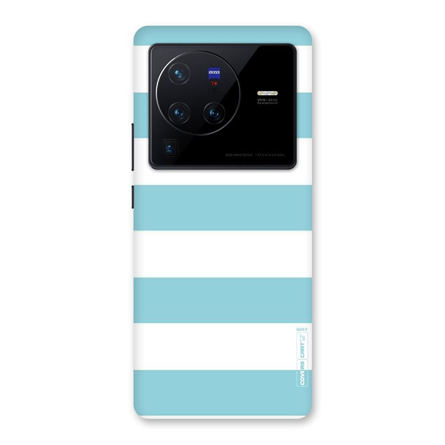 Pastel Blue White Stripes Back Case for Vivo X80 Pro