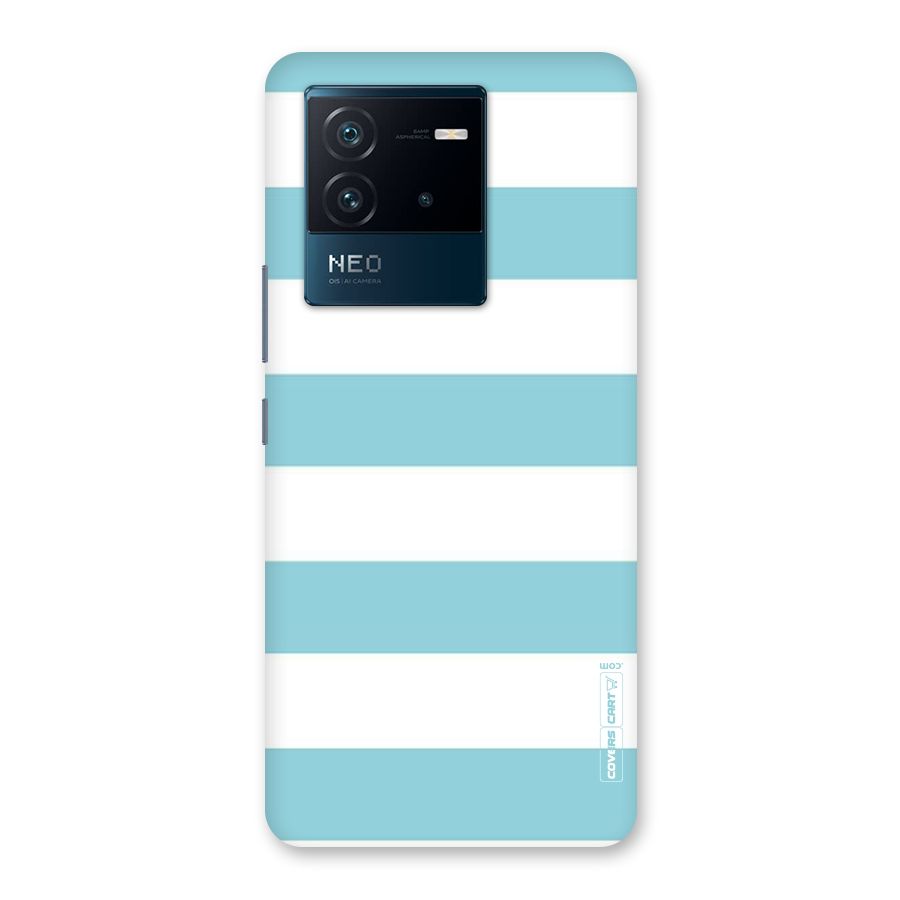 Pastel Blue White Stripes Back Case for Vivo iQOO Neo 6 5G