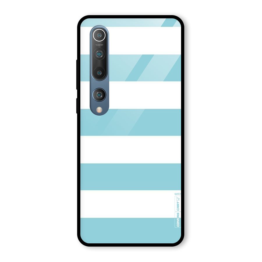 Pastel Blue White Stripes Glass Back Case for Mi 10