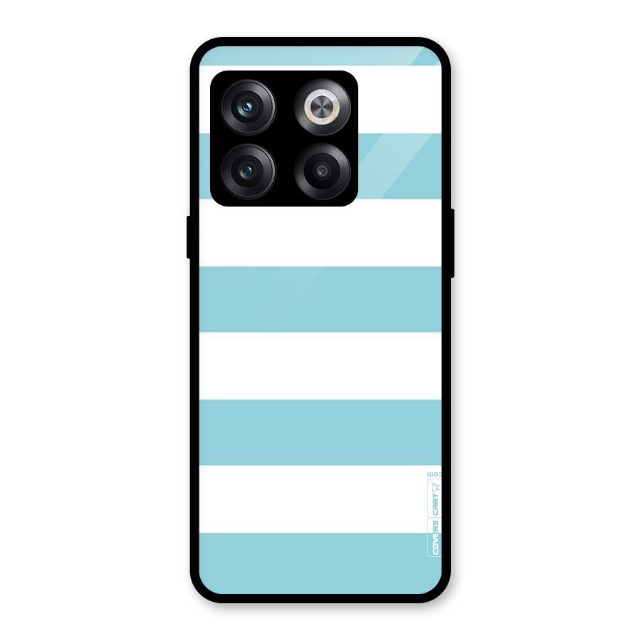 Pastel Blue White Stripes Glass Back Case for OnePlus 10T