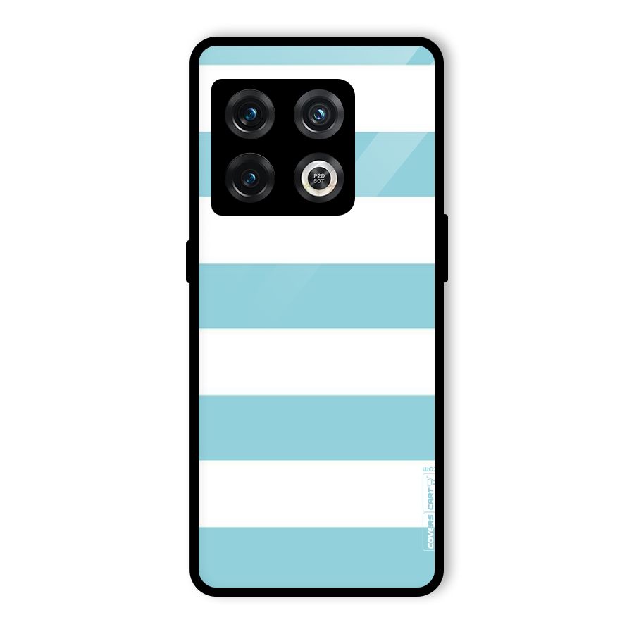 Pastel Blue White Stripes Glass Back Case for OnePlus 10 Pro 5G