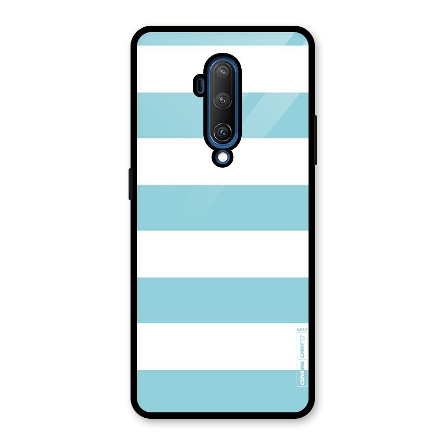 Pastel Blue White Stripes Glass Back Case for OnePlus 7T Pro