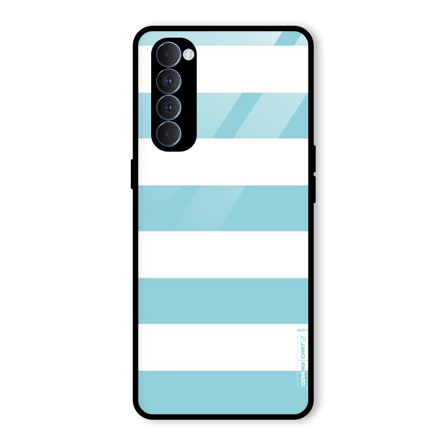 Pastel Blue White Stripes Glass Back Case for Oppo Reno4 Pro