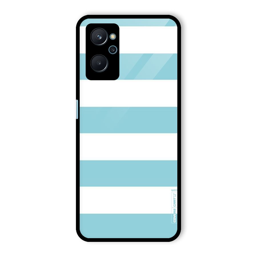 Pastel Blue White Stripes Glass Back Case for Realme 9i