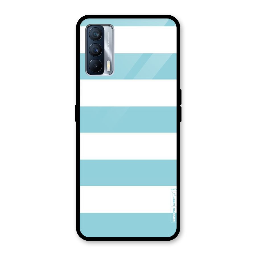 Pastel Blue White Stripes Glass Back Case for Realme X7