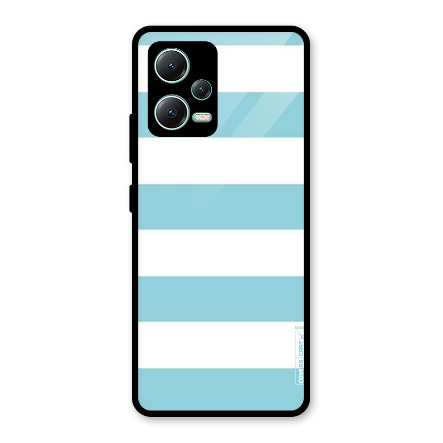 Pastel Blue White Stripes Glass Back Case for Redmi Note 12 5G