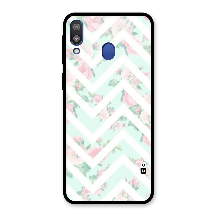 Pastel Floral Zig Zag Glass Back Case for Galaxy M20