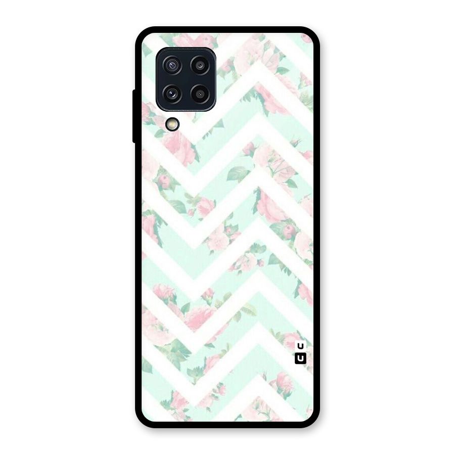 Pastel Floral Zig Zag Glass Back Case for Galaxy M32