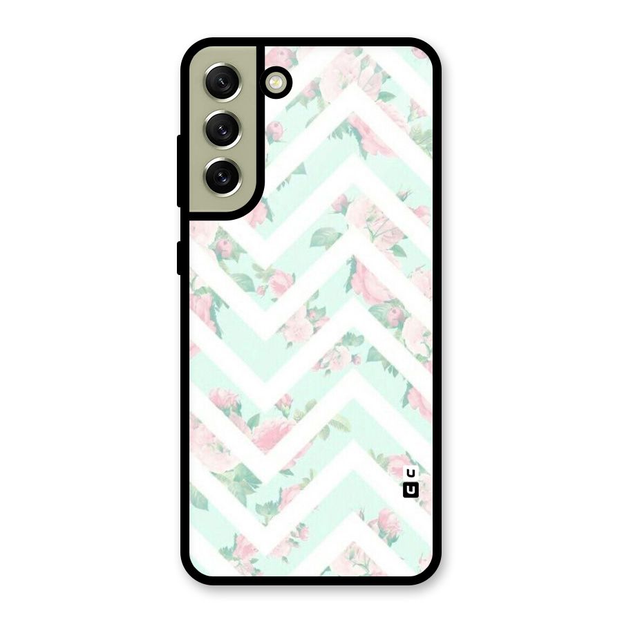 Pastel Floral Zig Zag Glass Back Case for Galaxy S21 FE 5G