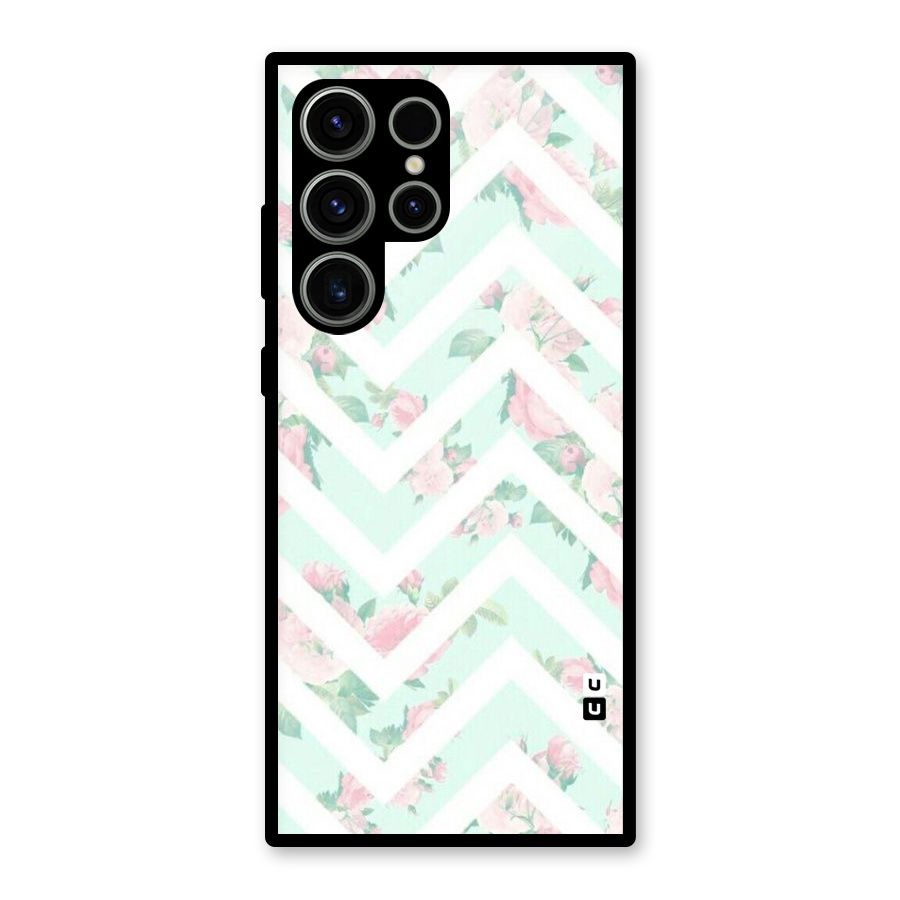 Pastel Floral Zig Zag Glass Back Case for Galaxy S23 Ultra