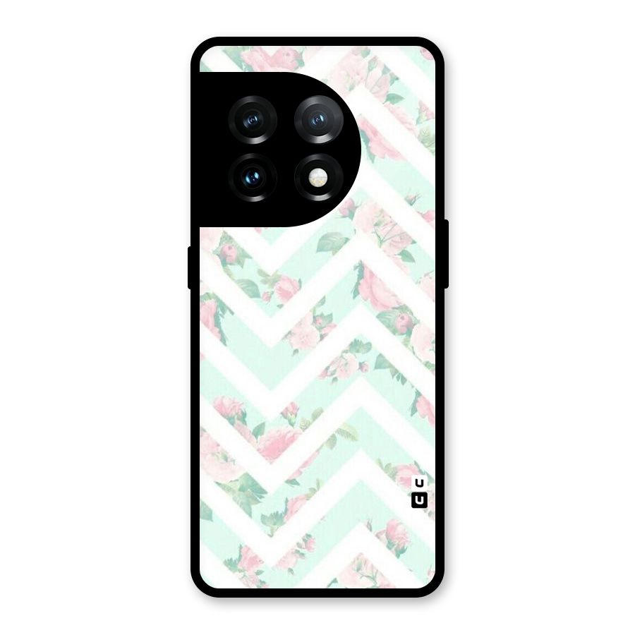 Pastel Floral Zig Zag Glass Back Case for OnePlus 11