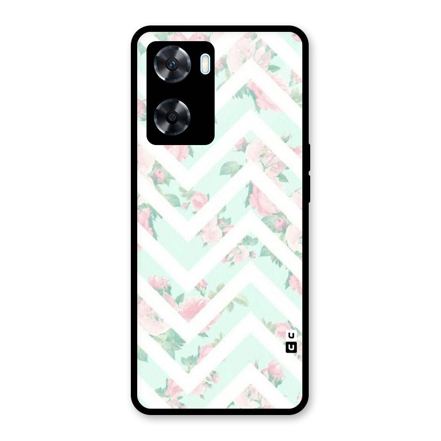 Pastel Floral Zig Zag Glass Back Case for Oppo A77