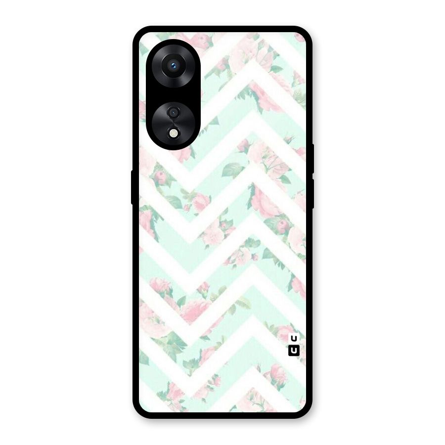 Pastel Floral Zig Zag Glass Back Case for Oppo A78