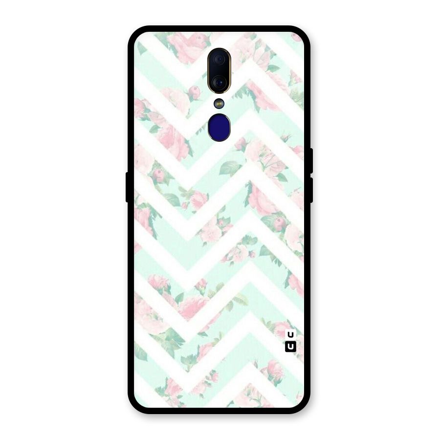 Pastel Floral Zig Zag Glass Back Case for Oppo F11