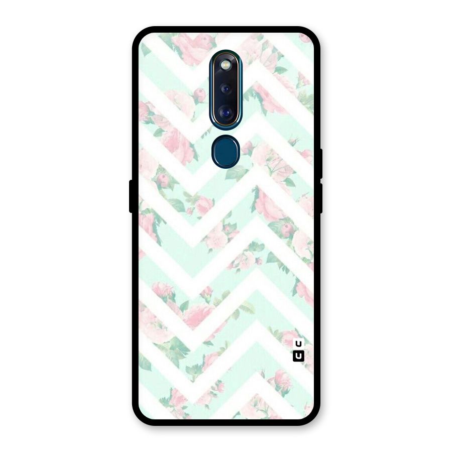 Pastel Floral Zig Zag Glass Back Case for Oppo F11 Pro