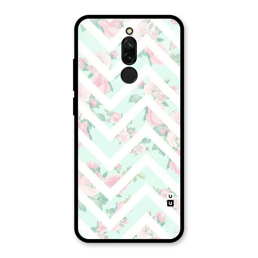 Pastel Floral Zig Zag Glass Back Case for Redmi 8