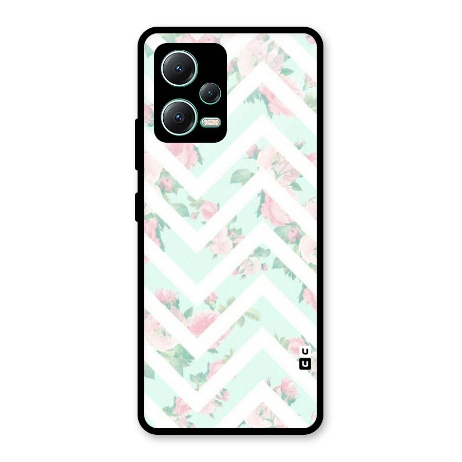 Pastel Floral Zig Zag Glass Back Case for Redmi Note 12 5G