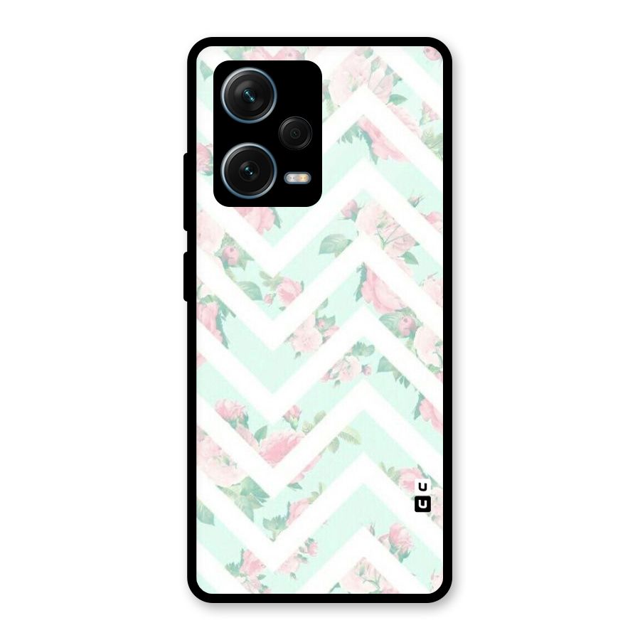 Pastel Floral Zig Zag Glass Back Case for Redmi Note 12 Pro Plus 5G