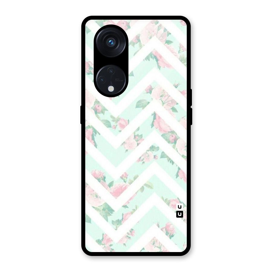 Pastel Floral Zig Zag Glass Back Case for Reno8 T 5G
