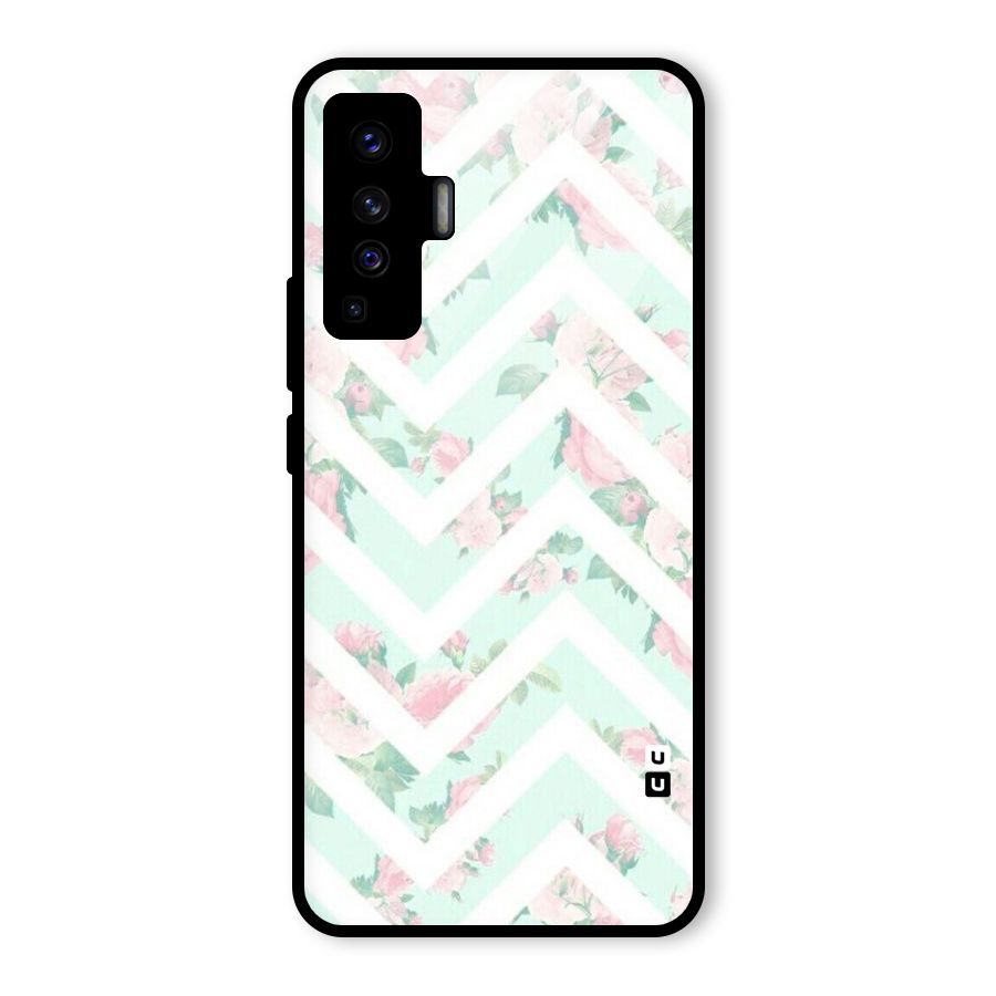 Pastel Floral Zig Zag Glass Back Case for Vivo X50