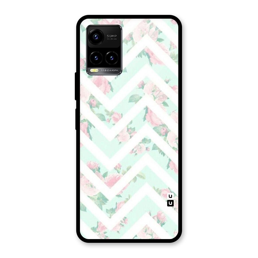 Pastel Floral Zig Zag Glass Back Case for Vivo Y21T