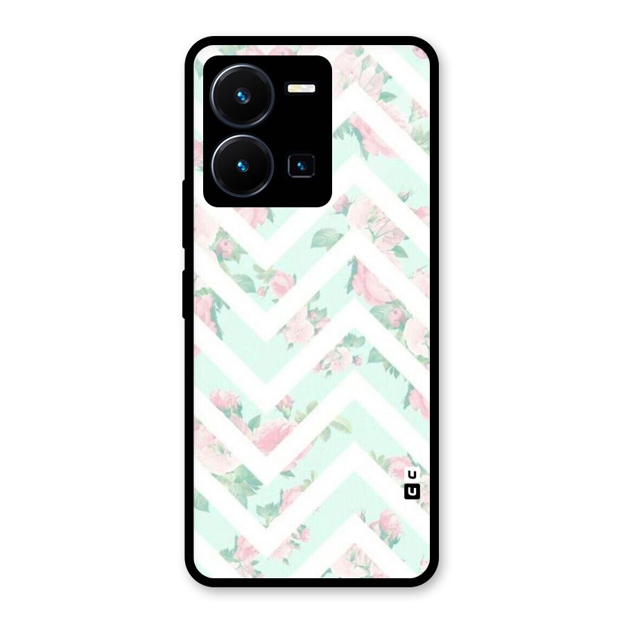 Pastel Floral Zig Zag Glass Back Case for Vivo Y35