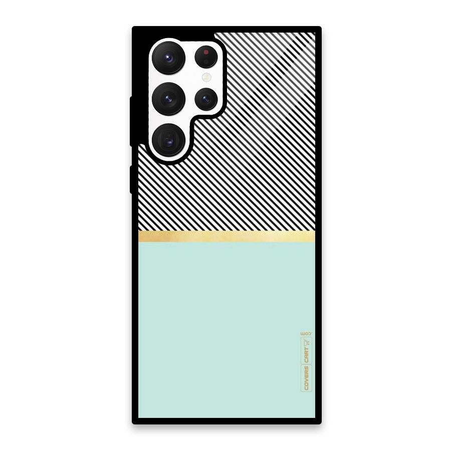Pastel Green Base Stripes Glass Back Case for Galaxy S22 Ultra 5G