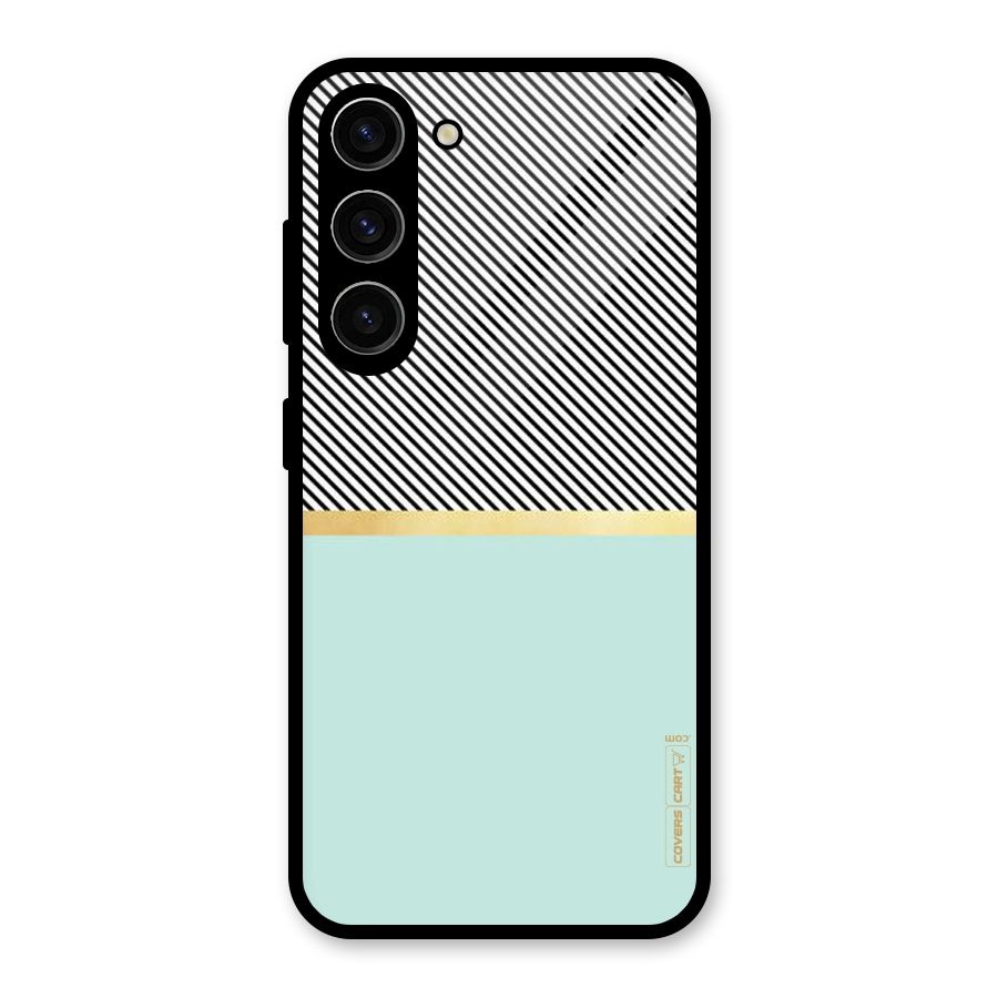 Pastel Green Base Stripes Glass Back Case for Galaxy S23