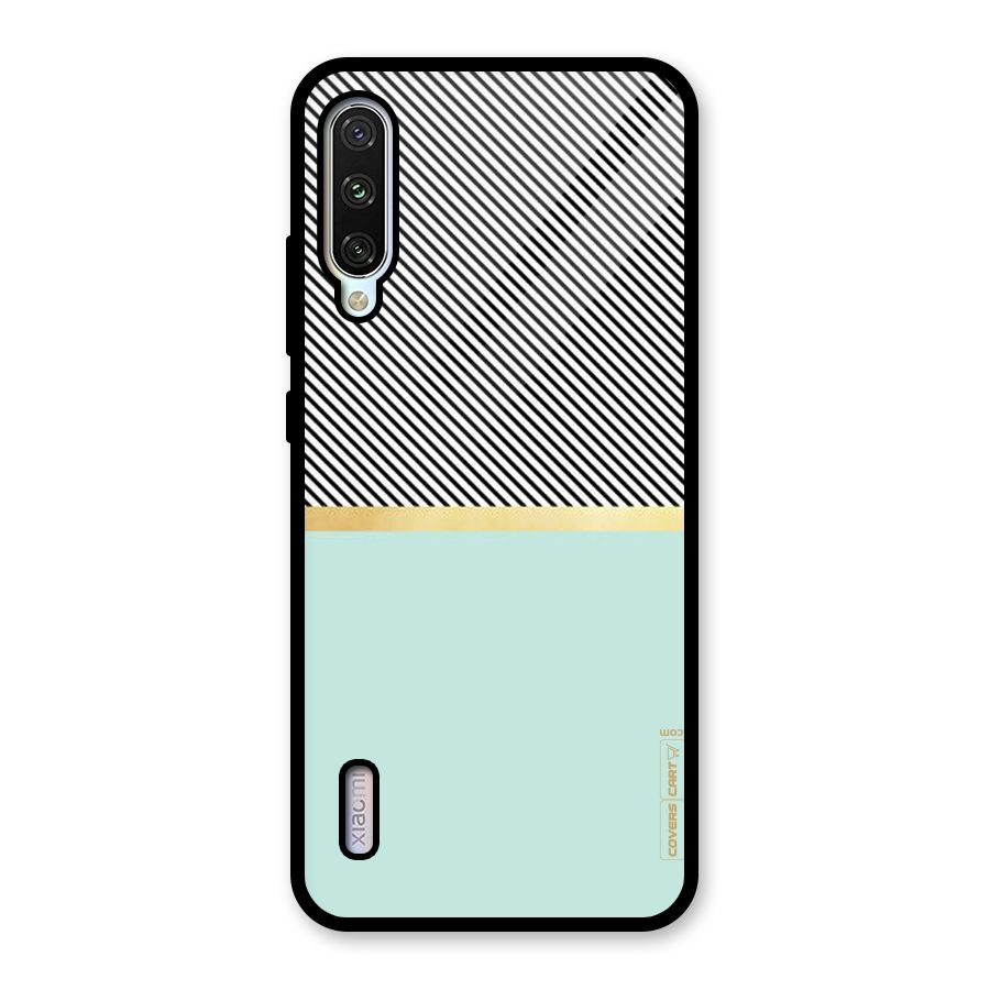 Pastel Green Base Stripes Glass Back Case for Mi A3