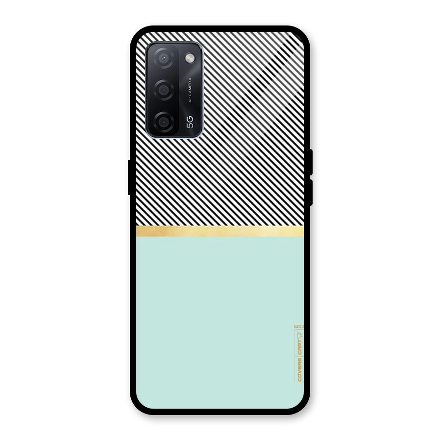 Pastel Green Base Stripes Glass Back Case for Oppo A53s 5G