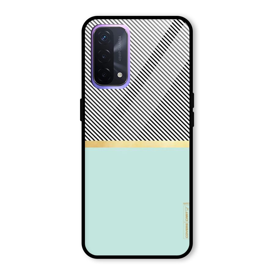 Pastel Green Base Stripes Glass Back Case for Oppo A74 5G