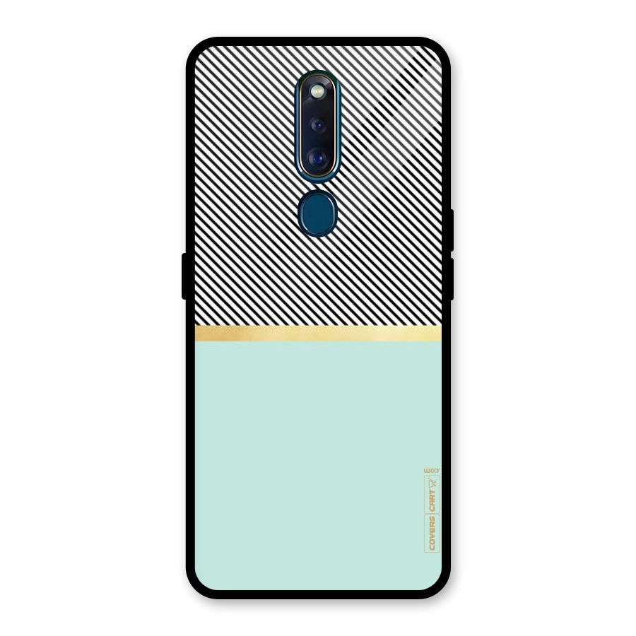 Pastel Green Base Stripes Glass Back Case for Oppo F11 Pro