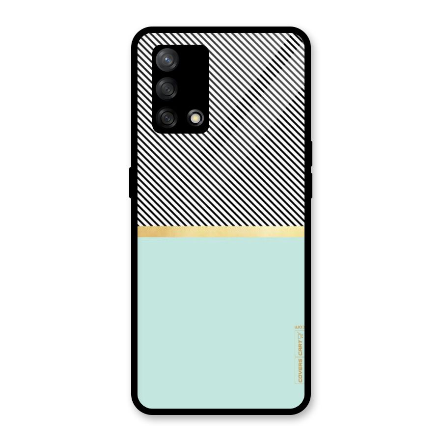 Pastel Green Base Stripes Glass Back Case for Oppo F19