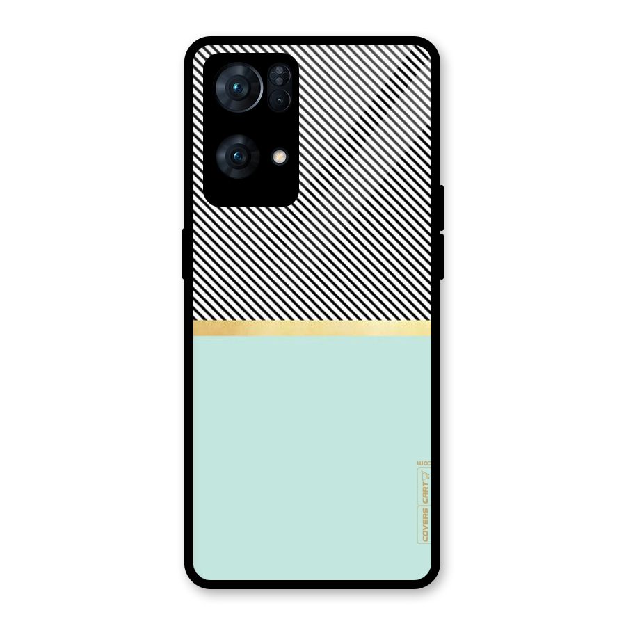 Pastel Green Base Stripes Glass Back Case for Oppo Reno7 Pro 5G