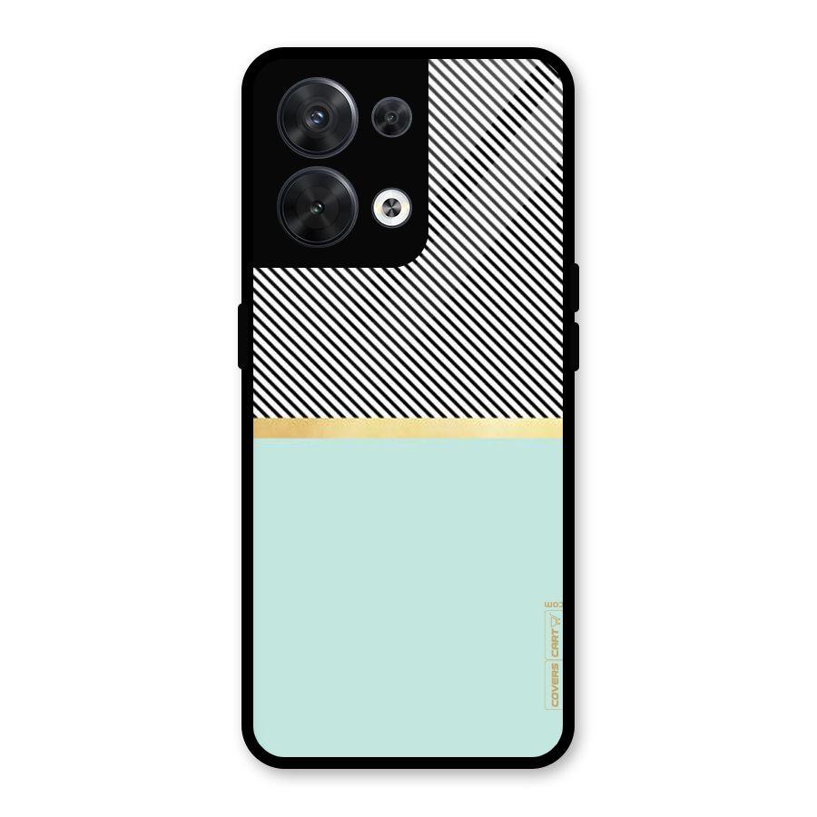 Pastel Green Base Stripes Glass Back Case for Oppo Reno8 5G
