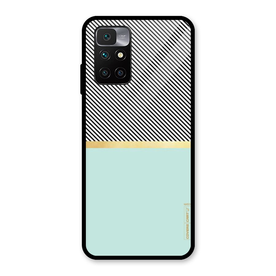Pastel Green Base Stripes Glass Back Case for Redmi 10 Prime
