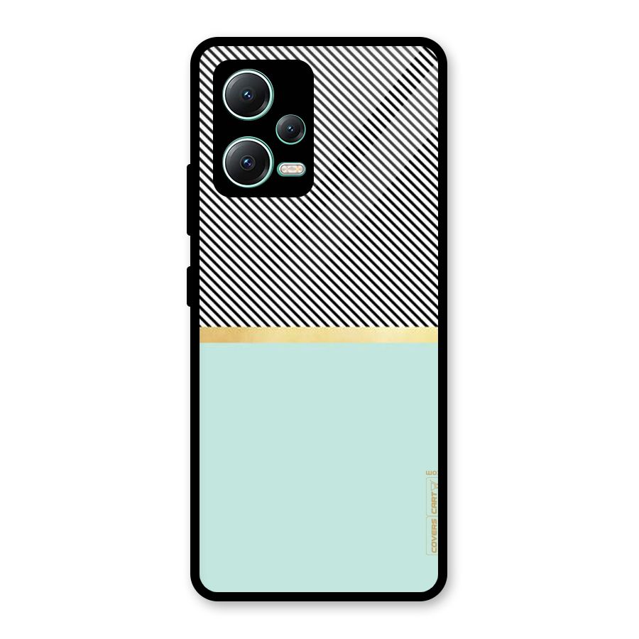 Pastel Green Base Stripes Glass Back Case for Redmi Note 12 5G