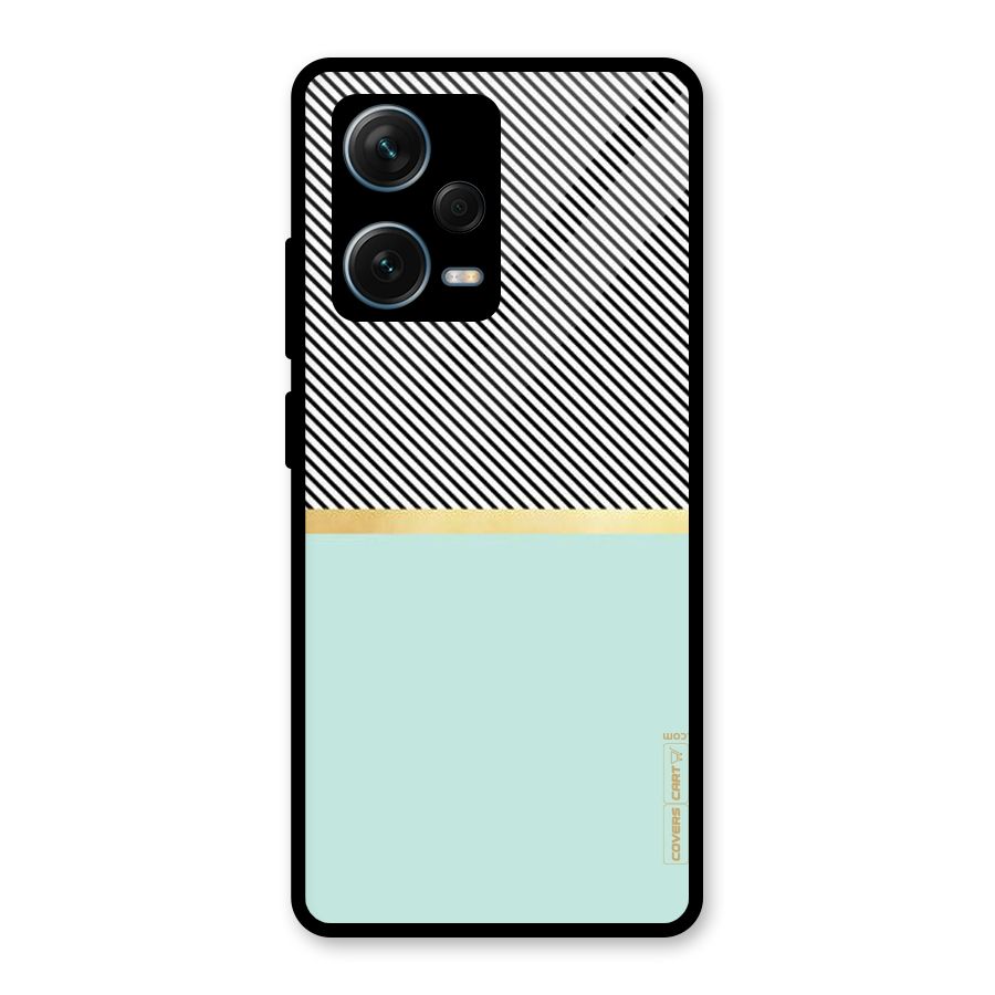 Pastel Green Base Stripes Glass Back Case for Redmi Note 12 Pro Plus 5G