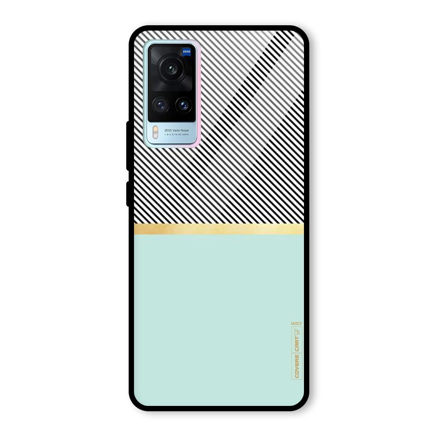 Pastel Green Base Stripes Glass Back Case for Vivo X60