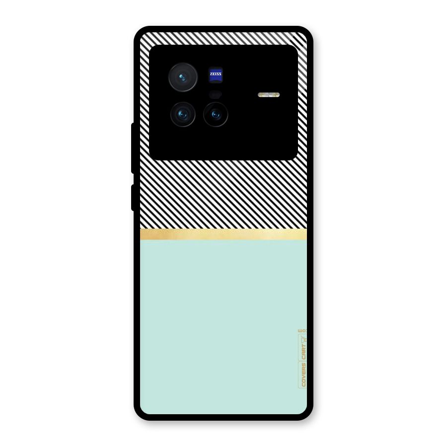 Pastel Green Base Stripes Glass Back Case for Vivo X80
