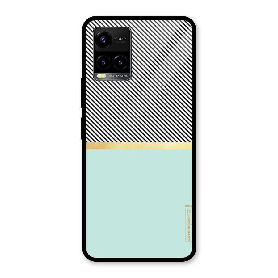 Pastel Green Base Stripes Glass Back Case for Vivo Y21T