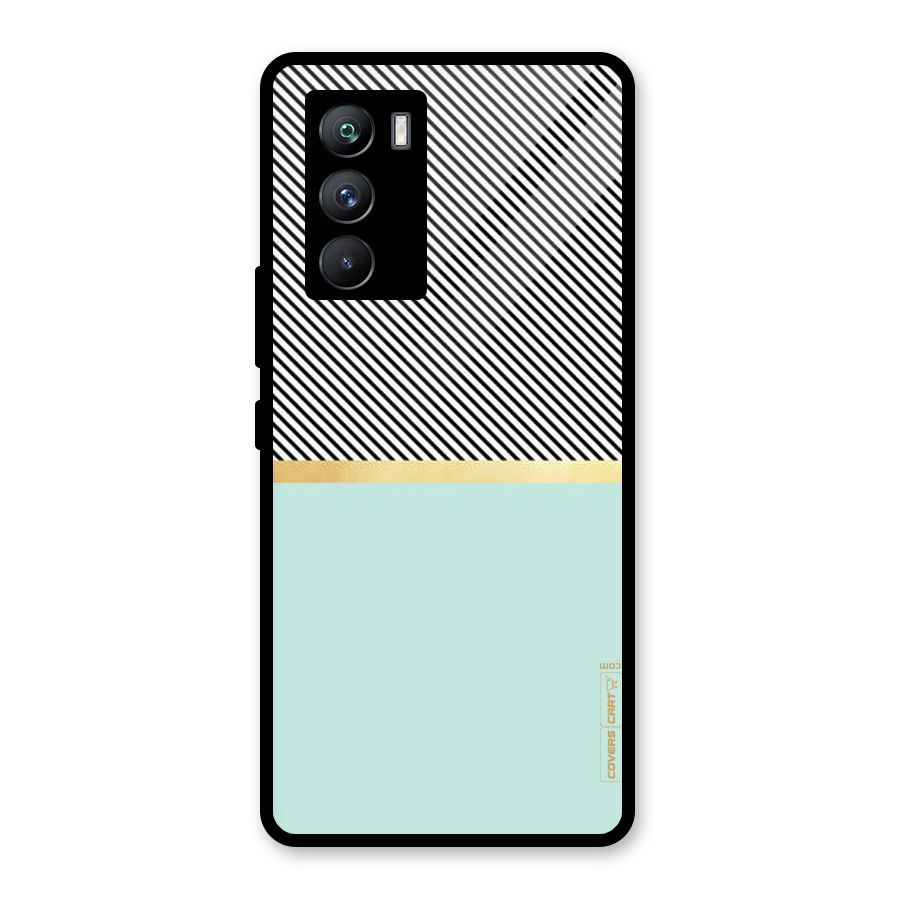 Pastel Green Base Stripes Glass Back Case for Vivo iQOO 9 SE