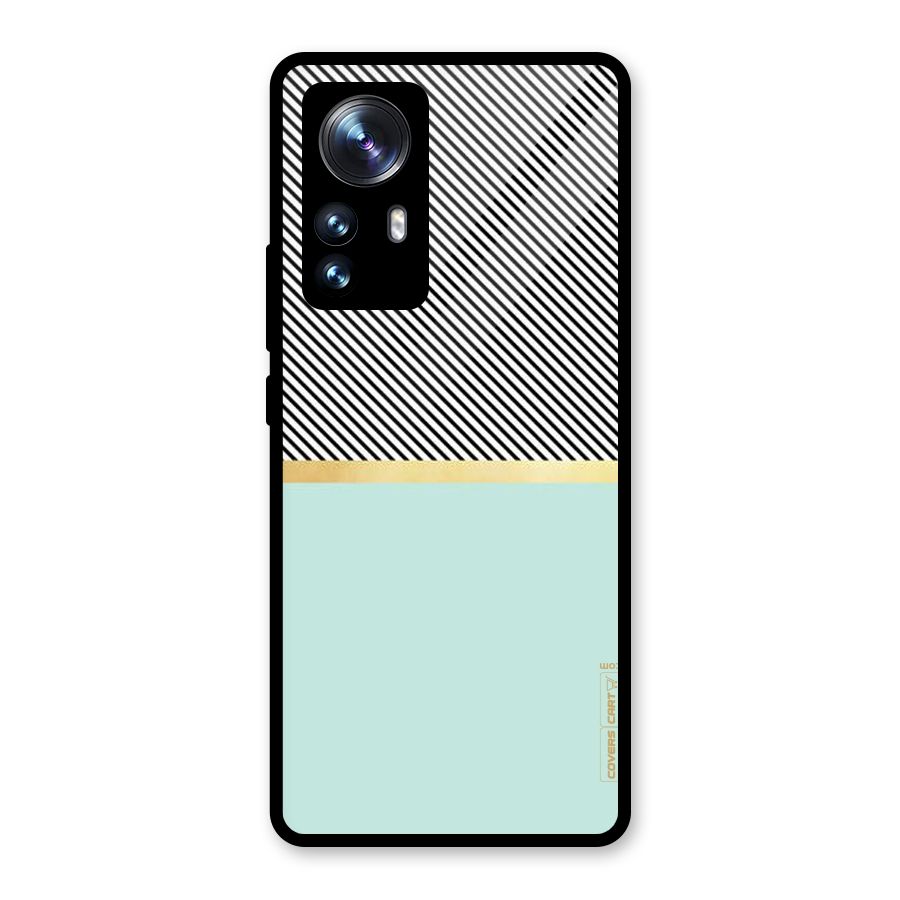 Pastel Green Base Stripes Glass Back Case for Xiaomi 12 Pro