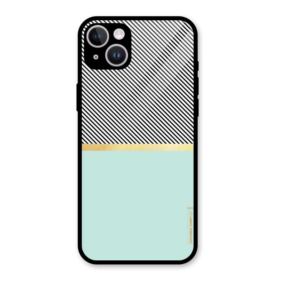Pastel Green Base Stripes Glass Back Case for iPhone 14 Plus