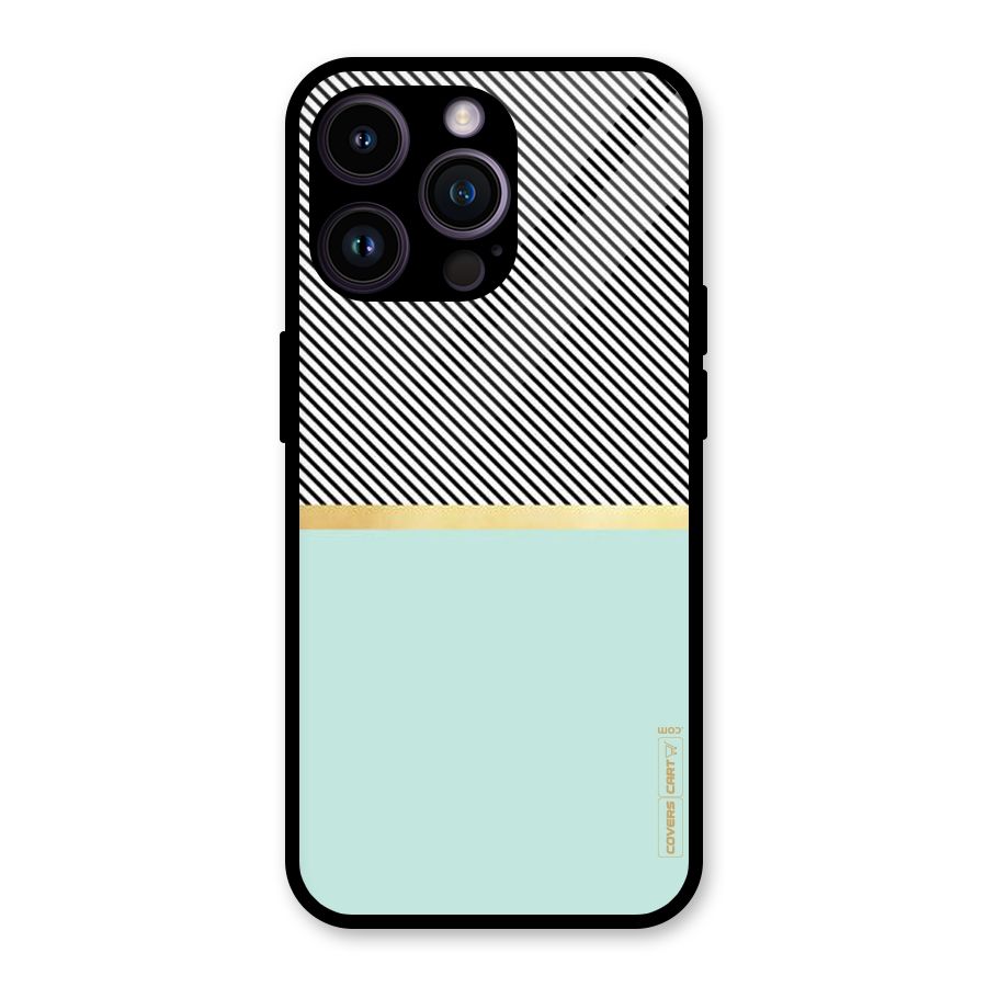 Pastel Green Base Stripes Glass Back Case for iPhone 14 Pro Max
