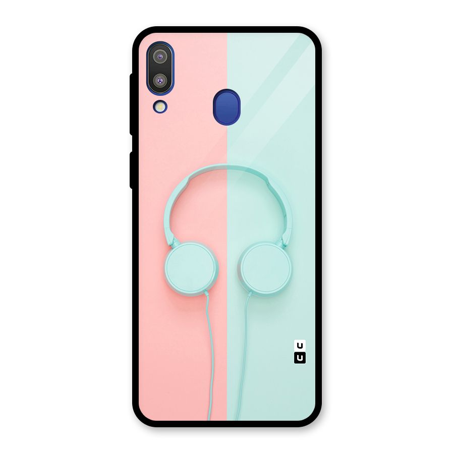 Pastel Headphones Glass Back Case for Galaxy M20
