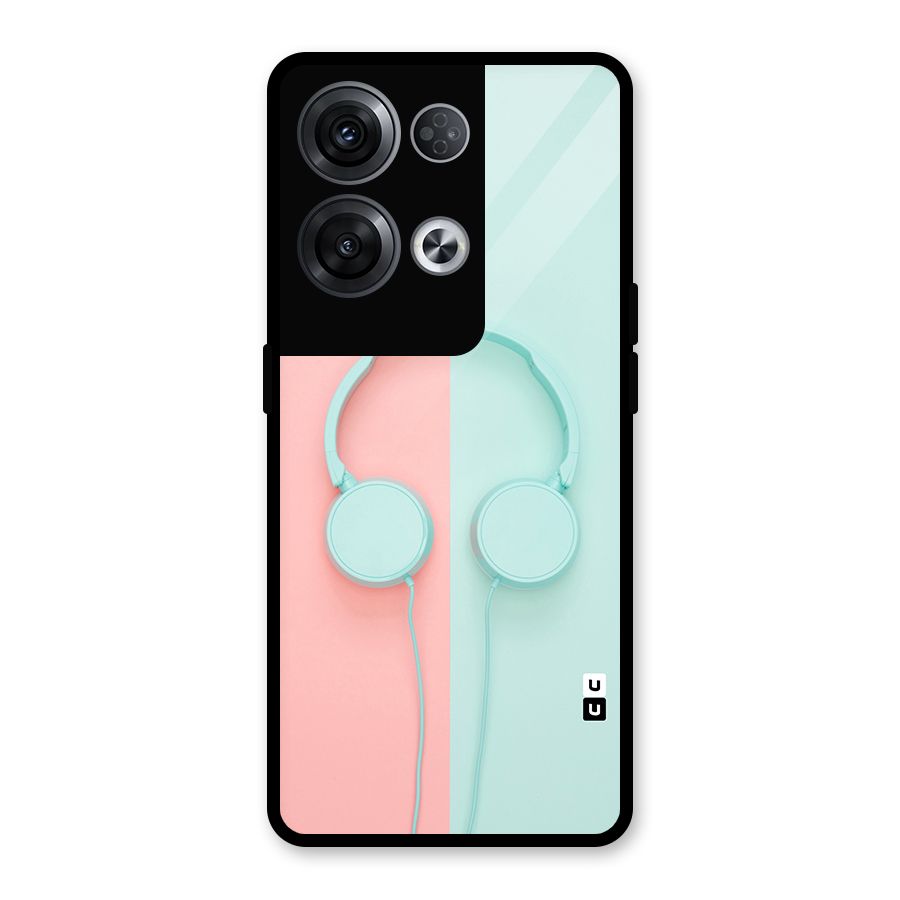 Pastel Headphones Glass Back Case for Oppo Reno8 Pro 5G