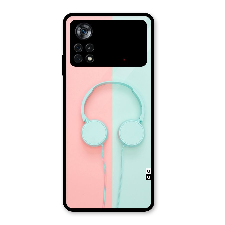 Pastel Headphones Glass Back Case for Poco X4 Pro 5G